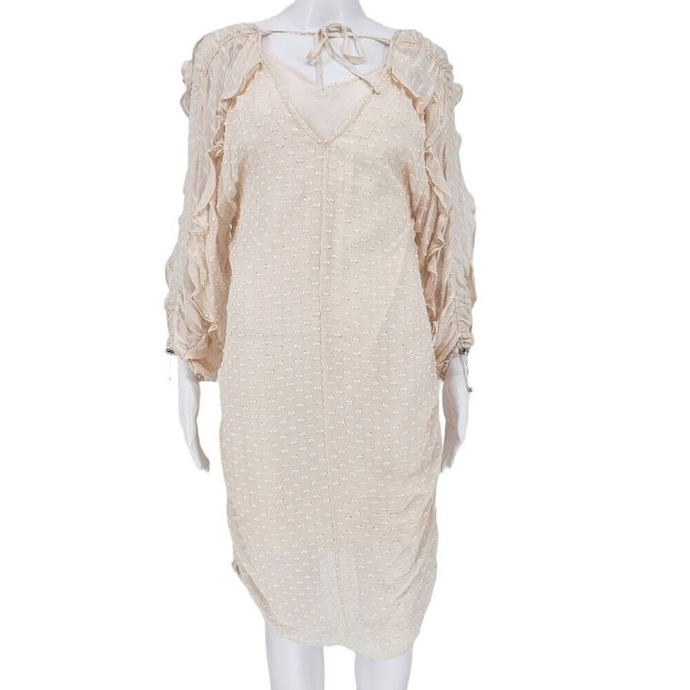 Chelsea and Walker Betty Drawstring Dress Cream 4 New